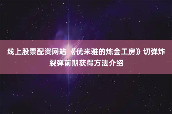 线上股票配资网站 《优米雅的炼金工房》切弹炸裂弹前期获得方法介绍